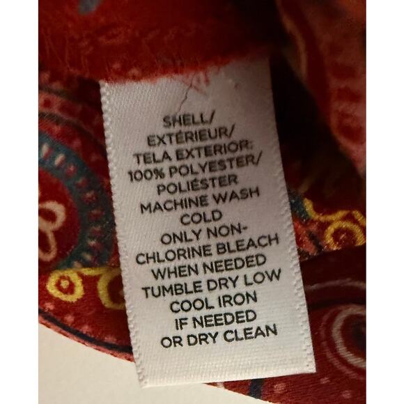LOFT Red Paisley Wrap Mini Skirt Size 10 – Ruffle Hem Boho Festival Style - Picture 7 of 7